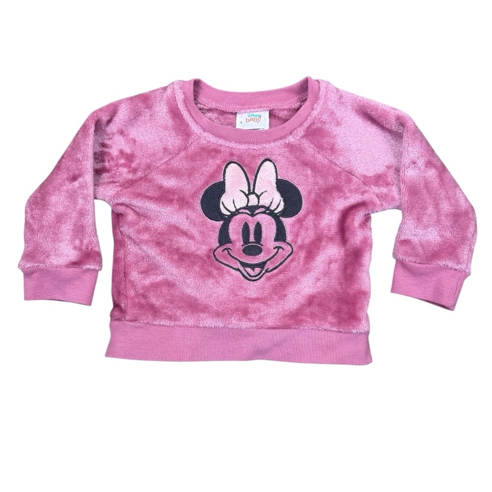 Disney Baby Minnie Mouse Pink Plush Super Soft Sweatshirt Top Girls 9 Months